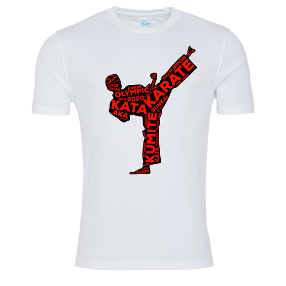 Karate Kick T-shirt (White-Black/Red)