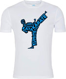 Karate Kick T-shirt (White-Black/Blue)